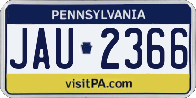 PA license plate JAU2366