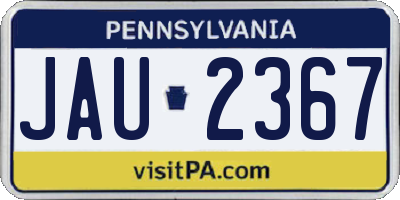 PA license plate JAU2367