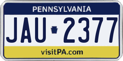 PA license plate JAU2377