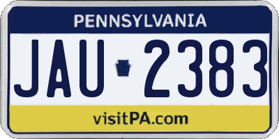 PA license plate JAU2383