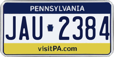 PA license plate JAU2384