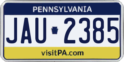 PA license plate JAU2385