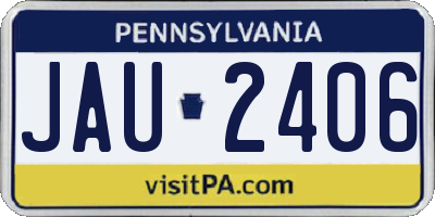 PA license plate JAU2406