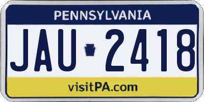 PA license plate JAU2418