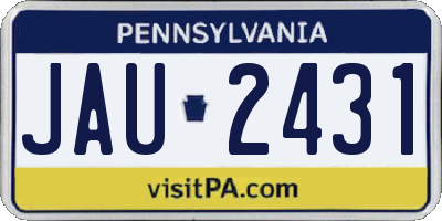 PA license plate JAU2431