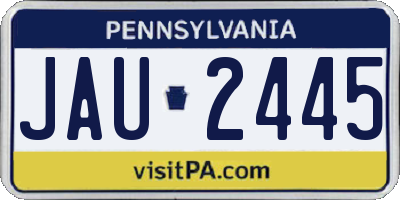 PA license plate JAU2445