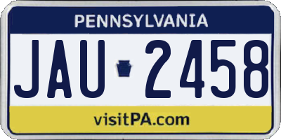PA license plate JAU2458