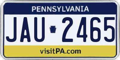 PA license plate JAU2465
