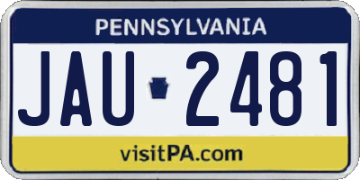 PA license plate JAU2481