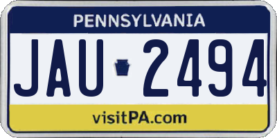 PA license plate JAU2494