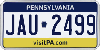 PA license plate JAU2499