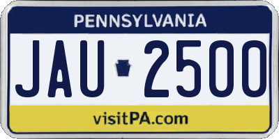 PA license plate JAU2500