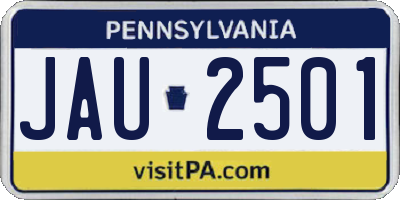 PA license plate JAU2501