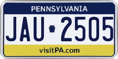 PA license plate JAU2505