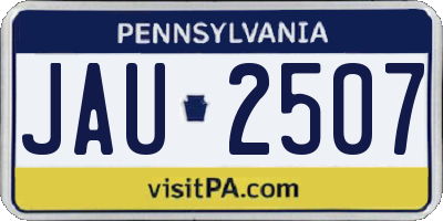 PA license plate JAU2507