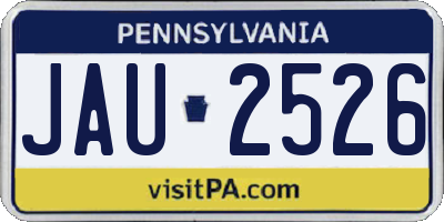 PA license plate JAU2526