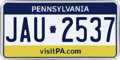 PA license plate JAU2537