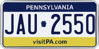 PA license plate JAU2550