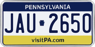 PA license plate JAU2650