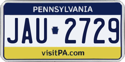 PA license plate JAU2729