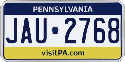 PA license plate JAU2768
