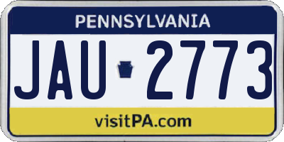 PA license plate JAU2773