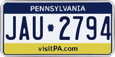 PA license plate JAU2794