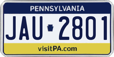 PA license plate JAU2801