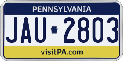 PA license plate JAU2803