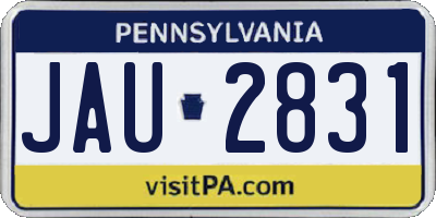 PA license plate JAU2831