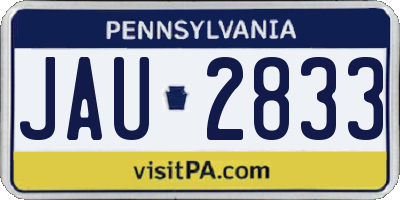 PA license plate JAU2833