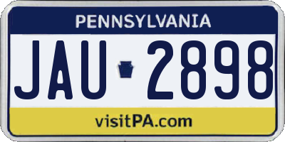 PA license plate JAU2898