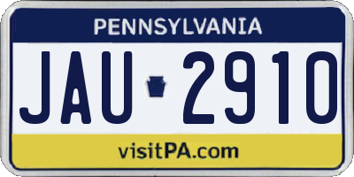 PA license plate JAU2910