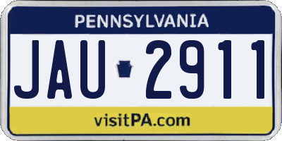 PA license plate JAU2911