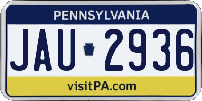 PA license plate JAU2936