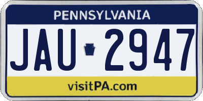 PA license plate JAU2947