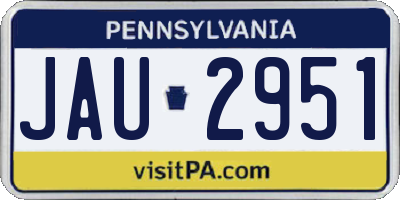 PA license plate JAU2951