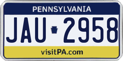 PA license plate JAU2958