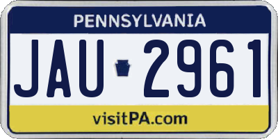 PA license plate JAU2961