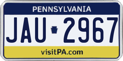 PA license plate JAU2967