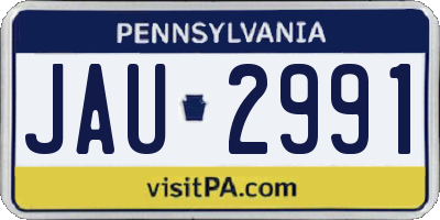 PA license plate JAU2991