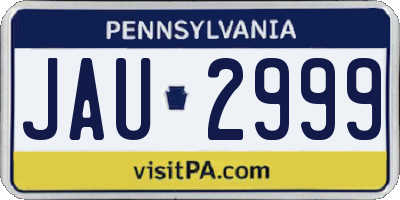PA license plate JAU2999