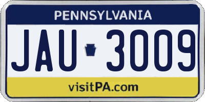 PA license plate JAU3009