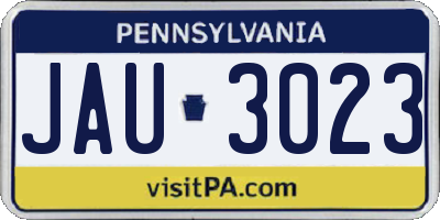 PA license plate JAU3023