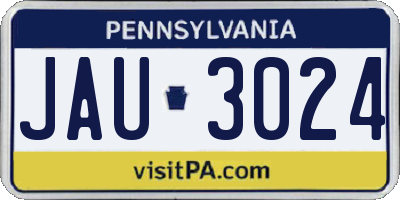 PA license plate JAU3024