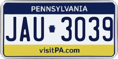 PA license plate JAU3039