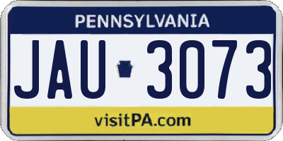 PA license plate JAU3073
