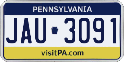 PA license plate JAU3091