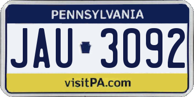 PA license plate JAU3092