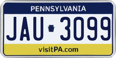 PA license plate JAU3099